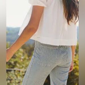 Christy Dawn Blue and White Striped Flare Jeans